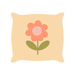 cartoon decorative pillow isolated on white background, vector illustration symbolizing comfort and coziness, flat style