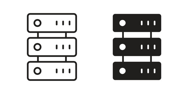 Data center icons for web design set in black stroke and solid style. EPS10