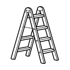 A line art double side step ladder illustration vector style coloring book 