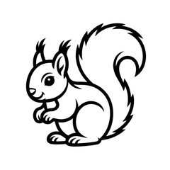 A line art squirrel illustration vector style coloring book 