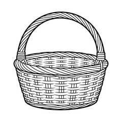 A line art basket illustration vector style coloring book