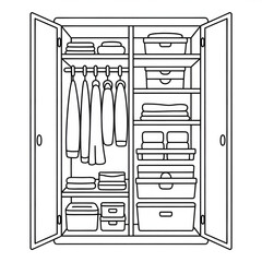 A line art closet illustration vector style coloring book 