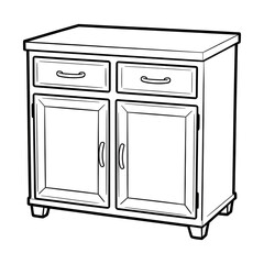 A line art cabinet illustration vector style coloring book