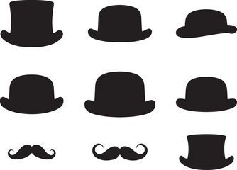 Hat Vector Collection On White Background. cowboy hat icon, Horse ride hat icon vector. retro western fashion hat. Vector illustration.