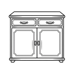 A line art cabinet illustration vector style coloring book