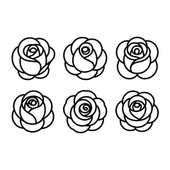 A line art flower rose set illustration vector style coloring book