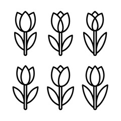 A line art flower tulip set illustration vector style coloring book