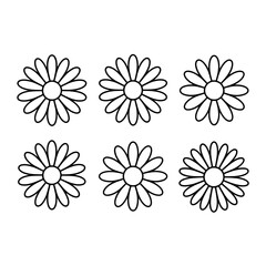 A line art flower daisy set illustration vector style coloring book