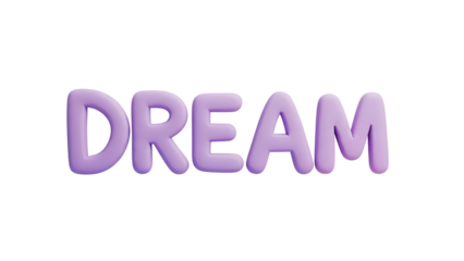 Soft Volumetric Light Purple 3D Text 'DREAM' Isolated on White
