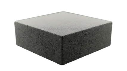 Isolated Dark Gray Square Rough Concrete Block Podium on White Background