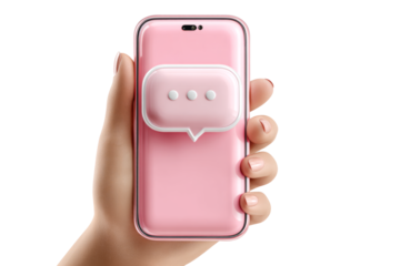 Hand Holding Smartphone with Blank Chat Bubble