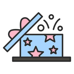 Gift Box – Cute New Year Outline Vector Illustration