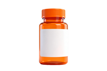 Orange Pill Bottle with Blank Label for Medication