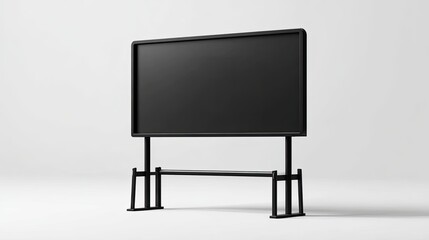 a freestanding digital sign on a white background. the sign is modern looking with a sleek design, standing alone without any visible content displayed on its screen