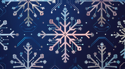 Intricate snowflakes on dark blue background