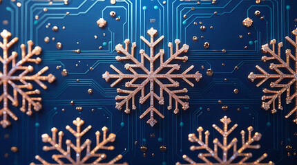 Snowflakes on circuit board