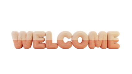 3D render of 'WELCOME' text with soft dough-like texture isolated on white background
