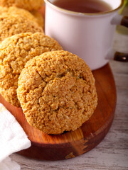 Coconut and oat homemade cookies served