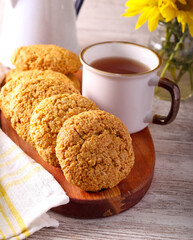 Coconut and oat homemade cookies served