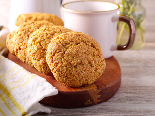 Coconut and oat homemade cookies served