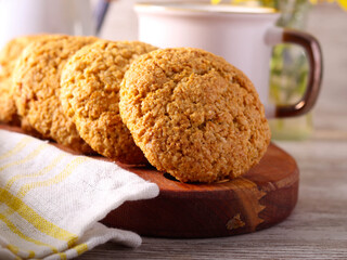 Coconut and oat homemade cookies served