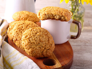 Coconut and oat homemade cookies served