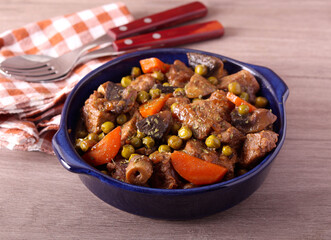 Beef stew with mushrooms, carrot