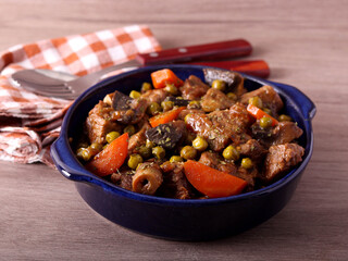 Beef stew with mushrooms, carrot