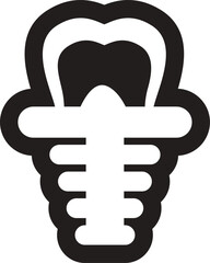 Black and white abstract tooth and bone icon