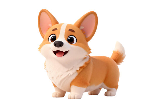 Cute 3D Cartoon Corgi Dog Character