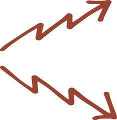手描きのカクカクした矢印　アップ＆ダウン　セット
