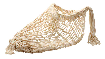 Obraz premium Empty natural fiber french style string grocery mesh bag on white background