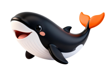 Cute 3D Cartoon Whale Character