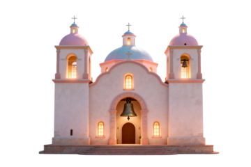 Santa Cruz Mission Style Church with Bell Towers