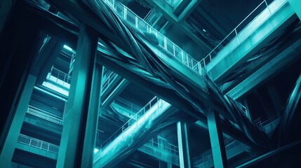 Twisted metal girder structure with perspective view