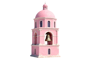 Pink Bell Tower with Ornate Architecture and Dome