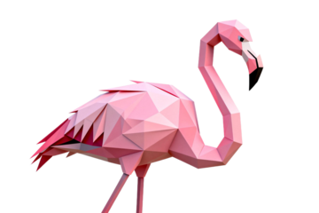 Geometric Pink Flamingo Low Poly Art