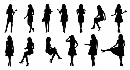 Fototapeta premium Premium Vector Collection: Diverse Human Silhouettes for Scale, Fashion, and Creative Design