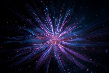Naklejka premium Fireworks forming radiant starbursts of neon blue and pink, shimmering with magical energy