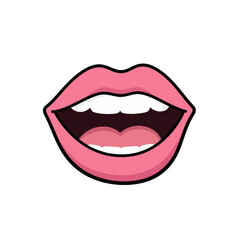 Obraz premium Bright Pink Lips Smiling with White Teeth.