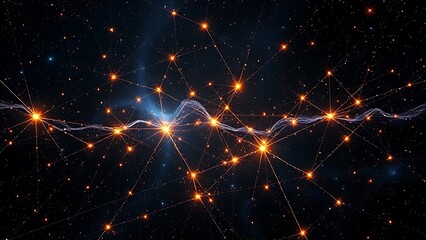 Fototapeta premium A cosmic neural network linking stars and galaxies with luminous synapses, symbolizing universal consciousness.