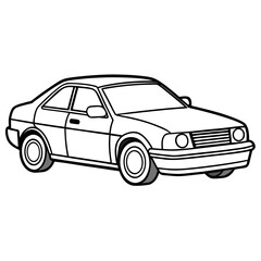 Simple line art drawing of a classic sedan car