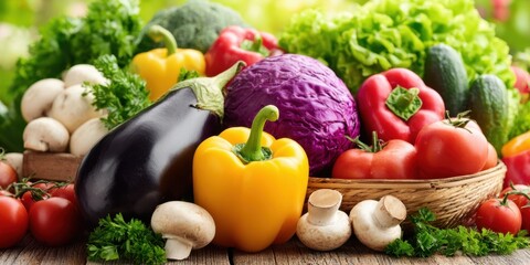 Vibrant array of fresh, organic vegetables, capturing the essence of healthy eating