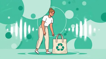 Animated Sequence Depicting Environmental Responsibility And Eco-Friendly Shopping Practices