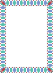 "Colorful Geometric Border with Blue, Green, and Red Patterns"
