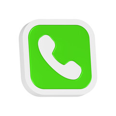 white call 3d rendering icon green button