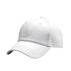 Fototapeta premium A white trucker style cap with a flat visor and ventilation eyelets.