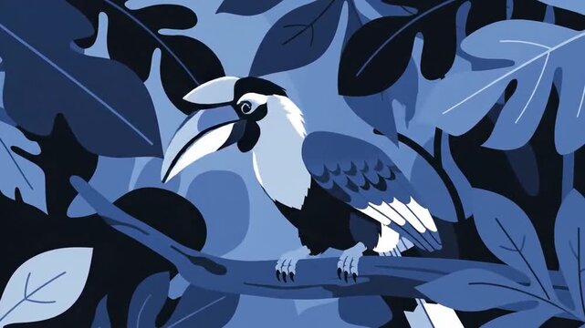 Birds Perched Among Lush Foliage Create a Monochromatic And Elegant Digital Art