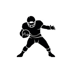 Naklejka premium American Football Player Silhouette with Ball.