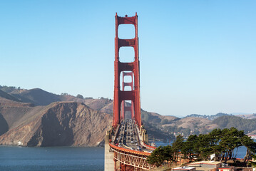Traffic Crossing Golden Gate Bridge in San Francisco